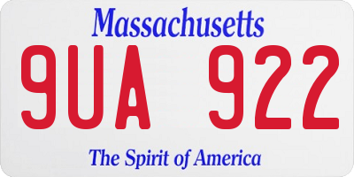 MA license plate 9UA922