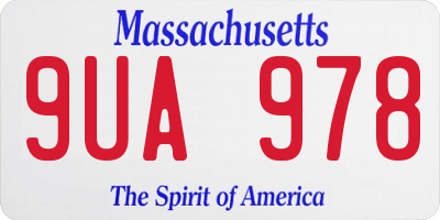 MA license plate 9UA978