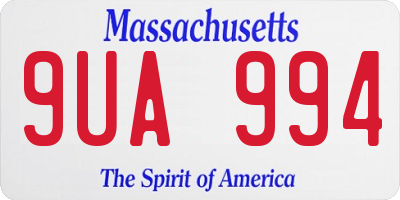 MA license plate 9UA994