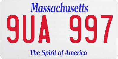MA license plate 9UA997