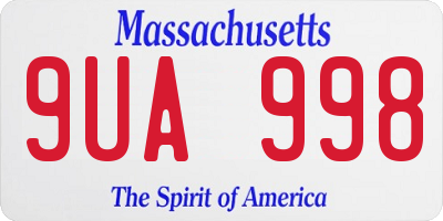 MA license plate 9UA998