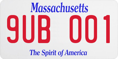 MA license plate 9UB001