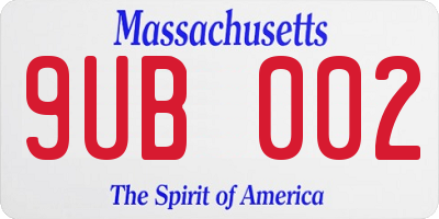 MA license plate 9UB002
