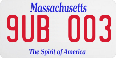 MA license plate 9UB003