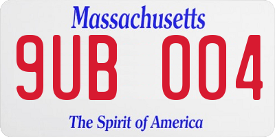 MA license plate 9UB004