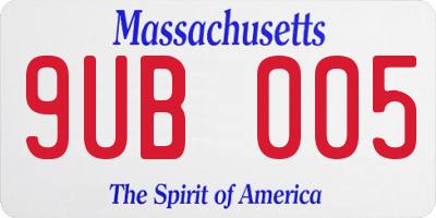 MA license plate 9UB005