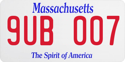 MA license plate 9UB007