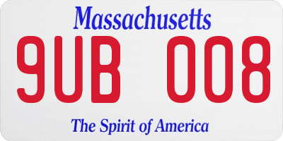 MA license plate 9UB008
