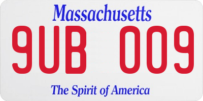 MA license plate 9UB009