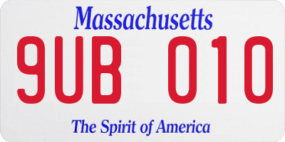 MA license plate 9UB010