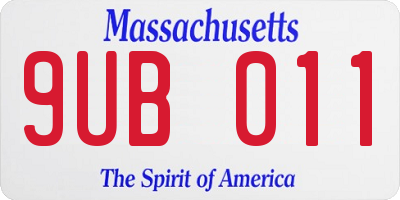 MA license plate 9UB011