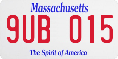 MA license plate 9UB015