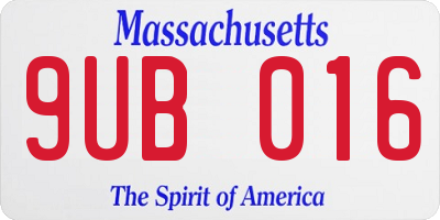 MA license plate 9UB016