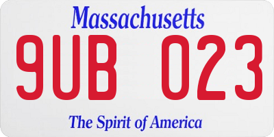MA license plate 9UB023