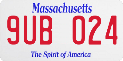 MA license plate 9UB024