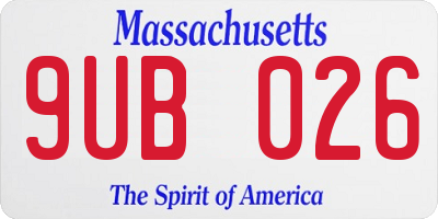 MA license plate 9UB026