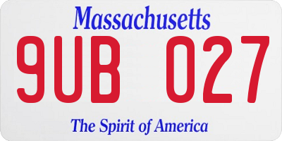 MA license plate 9UB027