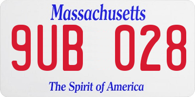 MA license plate 9UB028