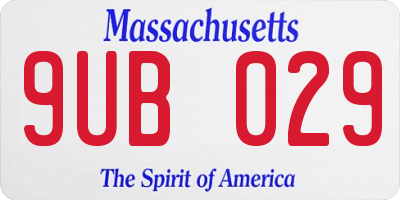 MA license plate 9UB029