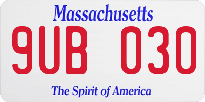 MA license plate 9UB030