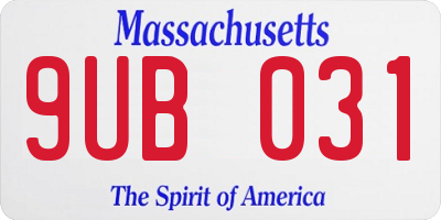 MA license plate 9UB031