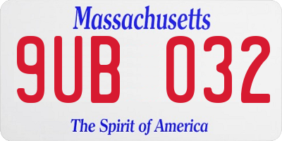 MA license plate 9UB032