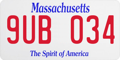 MA license plate 9UB034