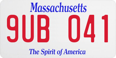 MA license plate 9UB041