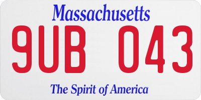 MA license plate 9UB043