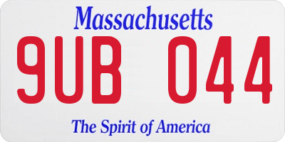 MA license plate 9UB044