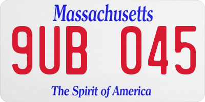MA license plate 9UB045