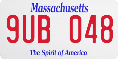 MA license plate 9UB048