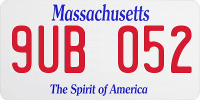 MA license plate 9UB052