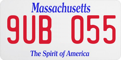 MA license plate 9UB055