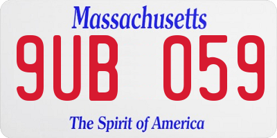 MA license plate 9UB059