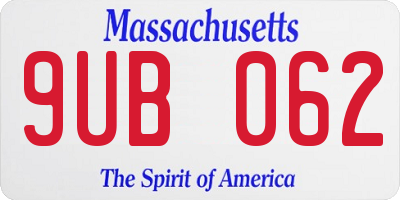 MA license plate 9UB062
