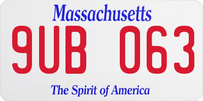 MA license plate 9UB063