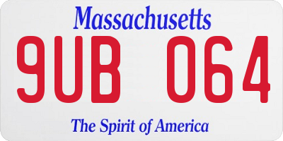 MA license plate 9UB064