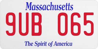 MA license plate 9UB065