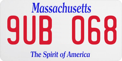 MA license plate 9UB068
