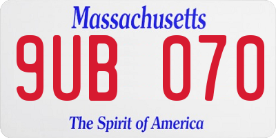 MA license plate 9UB070