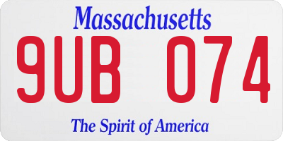 MA license plate 9UB074