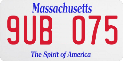 MA license plate 9UB075