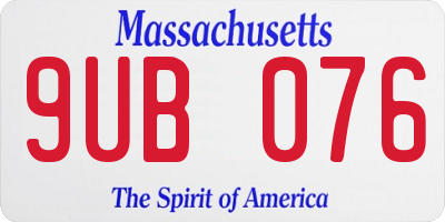 MA license plate 9UB076