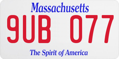 MA license plate 9UB077
