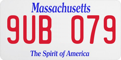 MA license plate 9UB079