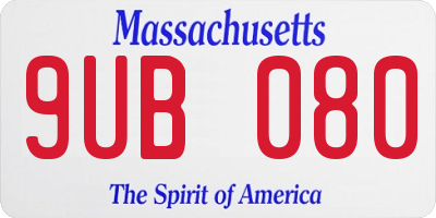 MA license plate 9UB080