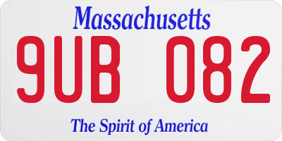 MA license plate 9UB082