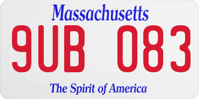 MA license plate 9UB083