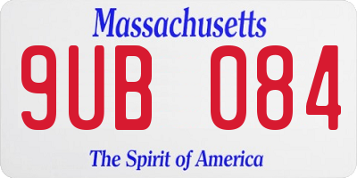 MA license plate 9UB084